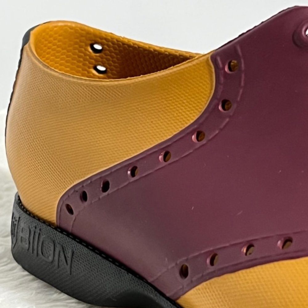 BIION Crimson Red, Black & Leather Oxford Golf Shoes Men SZ 8 - Picture 7 of 13